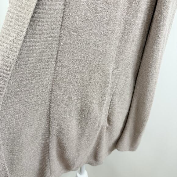 Barefoot Dreams Cozychic Ultra Lite Knit Cardigan XS Tie Back Shawl Collar Taupe - Picture 6 of 13